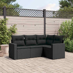 4-tlg. Garten-Sofagarnitur mit Kissen Schwarz Poly Rattan
