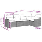 5-tlg. Garten-Sofagarnitur mit Kissen Braun Poly Rattan