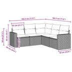 5-tlg. Garten-Sofagarnitur mit Kissen Braun Poly Rattan