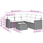 6-tlg. Garten-Sofagarnitur mit Kissen Hellgrau Poly Rattan