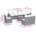 9-tlg. Garten-Sofagarnitur mit Kissen Braun Poly Rattan