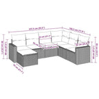 7-tlg. Garten-Sofagarnitur mit Kissen Braun Poly Rattan
