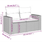 10-tlg. Garten-Sofagarnitur mit Kissen Grau Poly Rattan