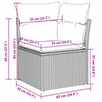 9-tlg. Garten-Sofagarnitur mit Kissen Braun Poly Rattan