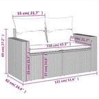 10-tlg. Garten-Sofagarnitur mit Kissen Schwarz Poly Rattan