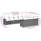 10-tlg. Garten-Sofagarnitur mit Kissen Braun Poly Rattan