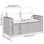 11-tlg. Garten-Sofagarnitur mit Kissen Grau Poly Rattan