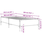 Bettgestell Räuchereiche 100x200 cm Holzwerkstoff und Metall