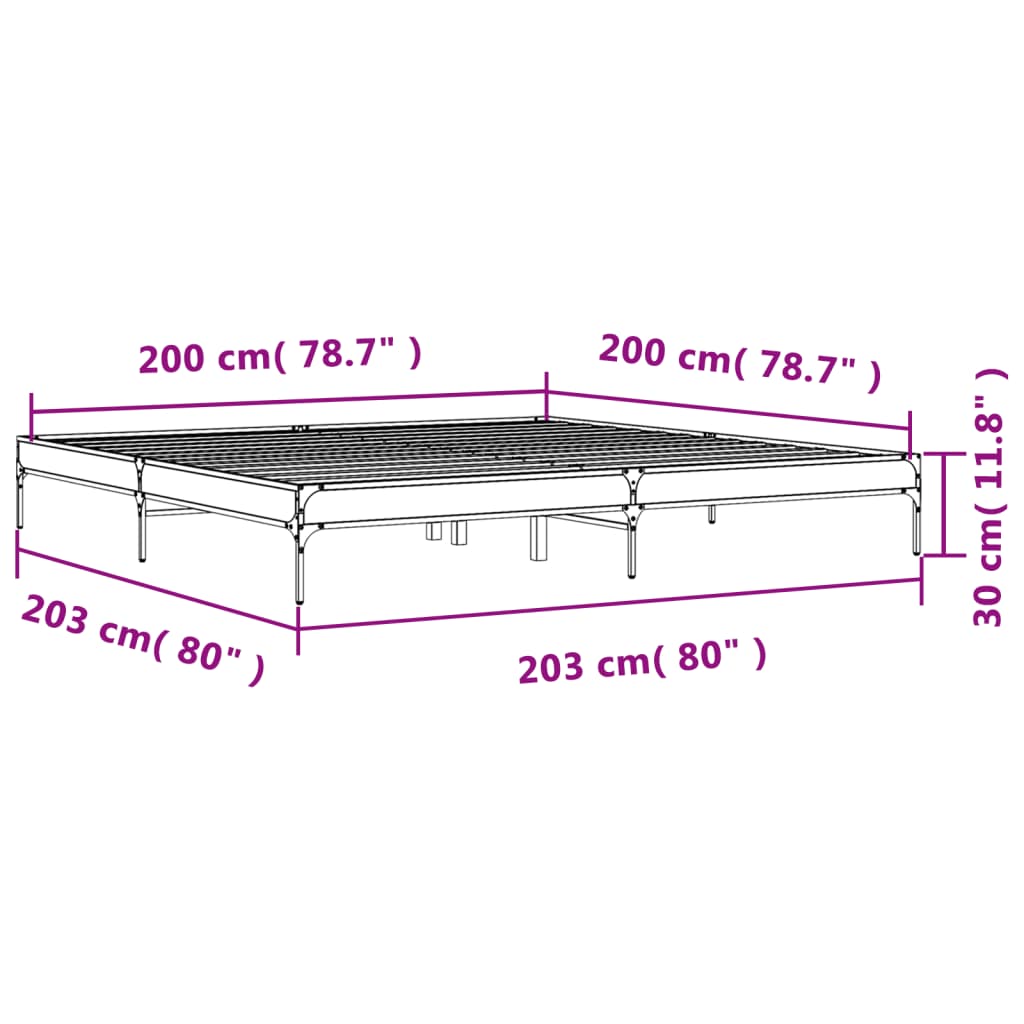 Bettgestell Schwarz 200x200 cm Holzwerkstoff und Metall