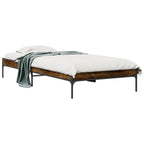 Bettgestell Räuchereiche 90x190 cm Holzwerkstoff und Metall