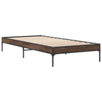 Bettgestell Braun Eichen-Optik 90x190 cm Holzwerkstoff Metall
