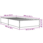 Bettgestell Schwarz 100x200 cm Holzwerkstoff und Metall