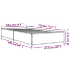 Bettgestell Räuchereiche 100x200 cm Holzwerkstoff und Metall