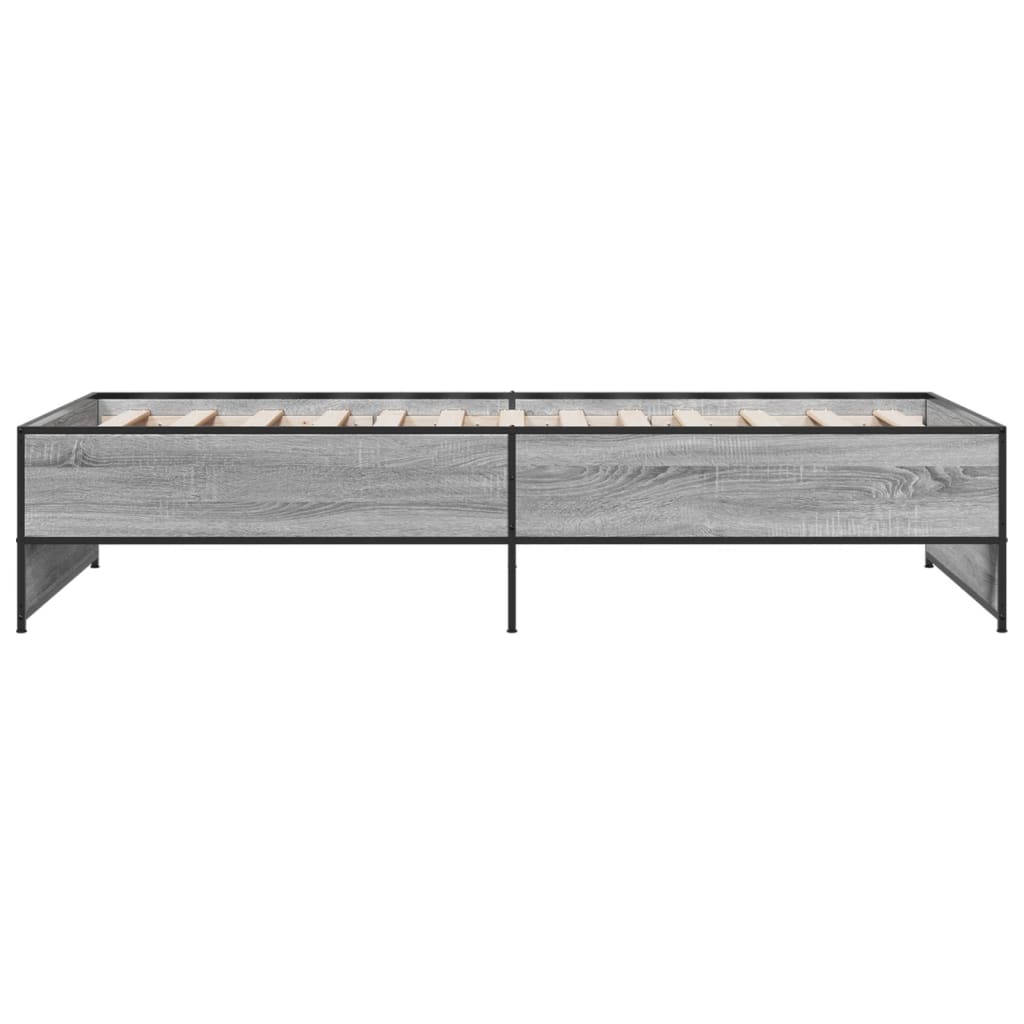 Bettgestell Grau Sonoma 100x200 cm Holzwerkstoff und Metall