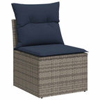 10-teiliges Gartensofa-Set mit Kissen, grau, Polyrattan
