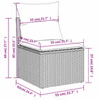10-teiliges Gartensofa-Set mit Kissen, braun, Polyrattan