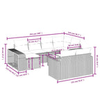 11-teiliges Gartensofa-Set mit Kissen, braun, Polyrattan