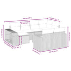 11-teiliges Gartensofa-Set mit Kissen, schwarzes Polyrattan