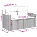 3-tlg. Garten-Sofagarnitur mit Kissen Grau Poly Rattan