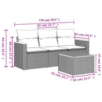 4-tlg. Garten-Sofagarnitur mit Kissen Schwarz Poly Rattan