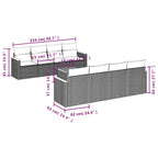 9-teiliges Gartensofa-Set mit Kissen, schwarzes Polyrattan