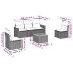 6-tlg. Garten-Sofagarnitur mit Kissen Schwarz Poly Rattan