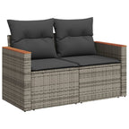 5-tlg. Garten-Sofagarnitur mit Kissen Grau Poly Rattan