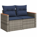 6-teiliges Gartensofa-Set mit Kissen, grau, Polyrattan