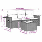4-tlg. Garten-Sofagarnitur mit Kissen Schwarz Poly Rattan