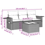 4-tlg. Garten-Sofagarnitur mit Kissen Braun Poly Rattan