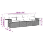 4-tlg. Garten-Sofagarnitur mit Kissen Schwarz Poly Rattan