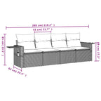4-tlg. Garten-Sofagarnitur mit Kissen Grau Poly Rattan