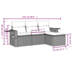 4-tlg. Garten-Sofagarnitur mit Kissen Braun Poly Rattan