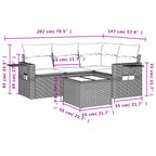 5-tlg. Garten-Sofagarnitur mit Kissen Braun Poly Rattan