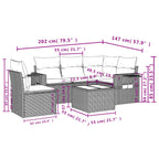 6-tlg. Garten-Sofagarnitur mit Kissen Schwarz Poly Rattan