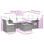 6-tlg. Garten-Sofagarnitur mit Kissen Beige Poly Rattan