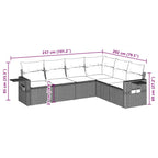 6-tlg. Garten-Sofagarnitur mit Kissen Braun Poly Rattan