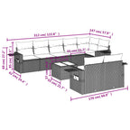9-tlg. Garten-Sofagarnitur mit Kissen Braun Poly Rattan