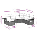 7-tlg. Garten-Sofagarnitur mit Kissen Grau Poly Rattan