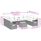 10-tlg. Garten-Sofagarnitur mit Kissen Schwarz Poly Rattan
