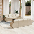 9-tlg. Garten-Sofagarnitur mit Kissen Beige Poly Rattan