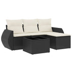 5-tlg. Garten-Sofagarnitur mit Kissen Schwarz Poly Rattan