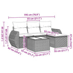 5-tlg. Garten-Sofagarnitur mit Kissen Schwarz Poly Rattan