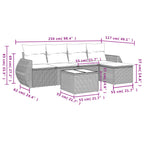 6-tlg. Garten-Sofagarnitur mit Kissen Schwarz Poly Rattan