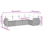 5-tlg. Garten-Sofagarnitur mit Kissen Schwarz Poly Rattan