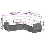 5-tlg. Garten-Sofagarnitur mit Kissen Braun Poly Rattan