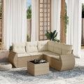 6-tlg. Garten-Sofagarnitur mit Kissen Beige Poly Rattan
