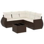 6-tlg. Garten-Sofagarnitur mit Kissen Braun Poly Rattan