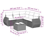 6-tlg. Garten-Sofagarnitur mit Kissen Braun Poly Rattan