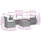 6-tlg. Garten-Sofagarnitur mit Kissen Schwarz Poly Rattan